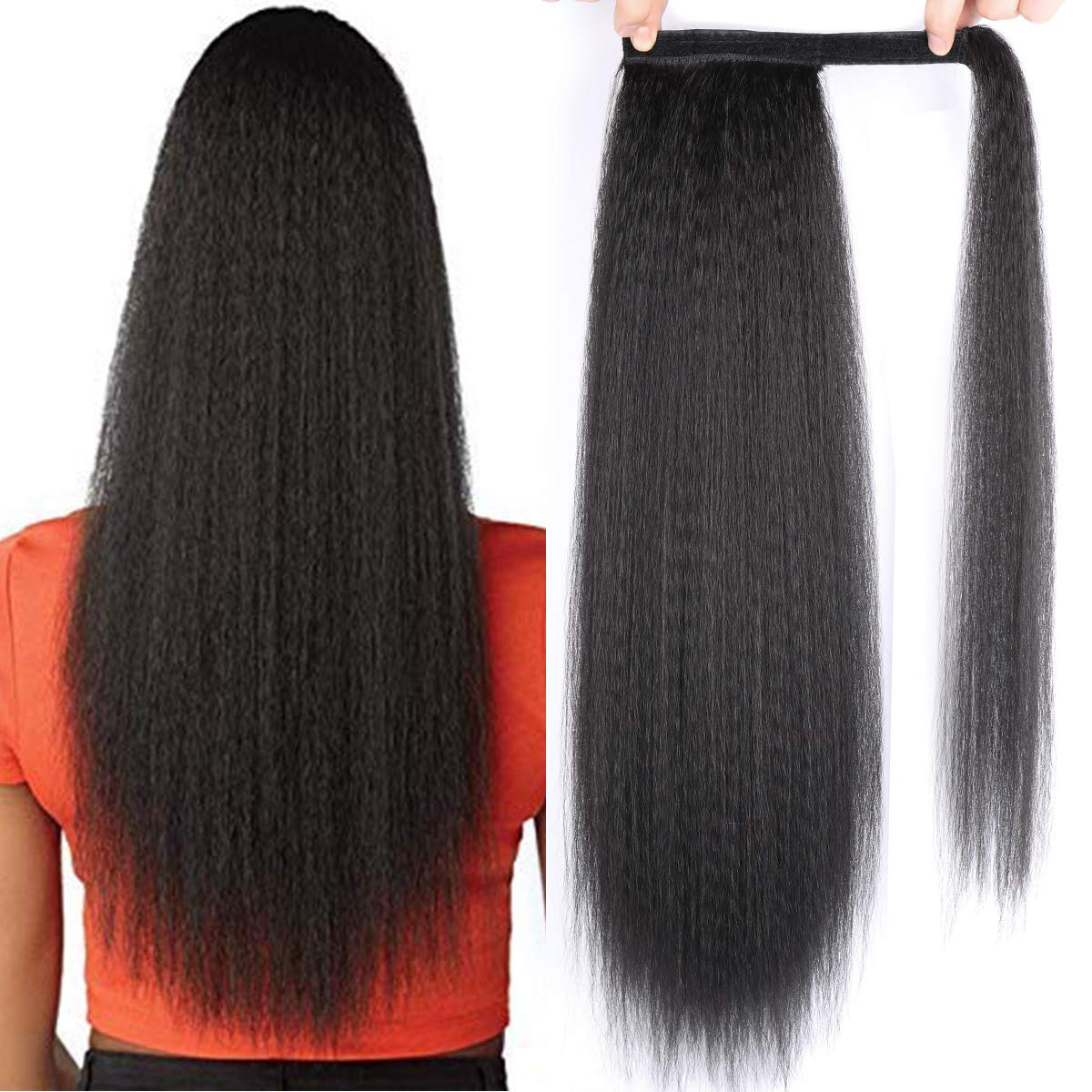 Velcro corn whisker ponytail Yaki Kinky straight synthetic wig ponytail fluffy ponytails