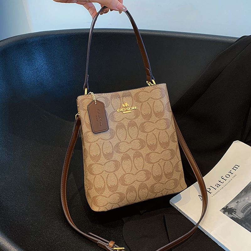 Foreign trade women's bag, bucket bag, women's 2025 European and American fashion printed handbag, versatile large capacity single shoulder diagonal cross bag
