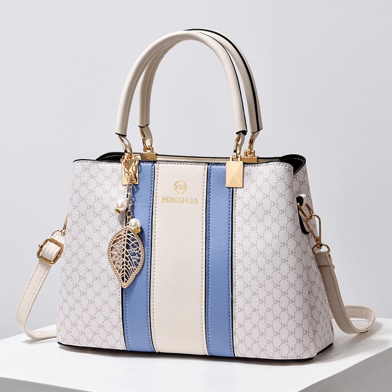 2025 Spring/Summer New Fashionable Handbag, Middle aged Large Capacity Color blocked Single Shoulder Cross Shoulder Bag Trend