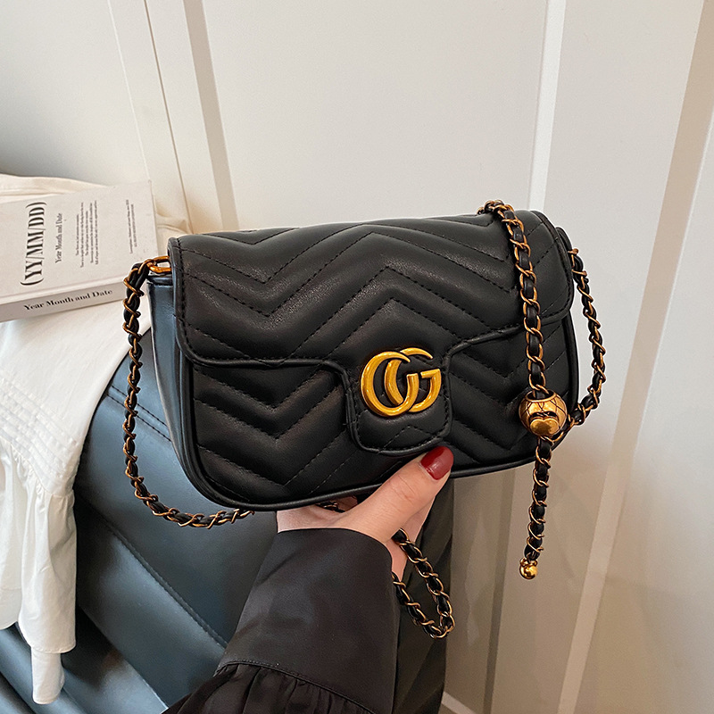 2025 new high-end texture PU chain bag, casual, fashionable, luxurious design, versatile, portable crossbody single shoulder women's bag