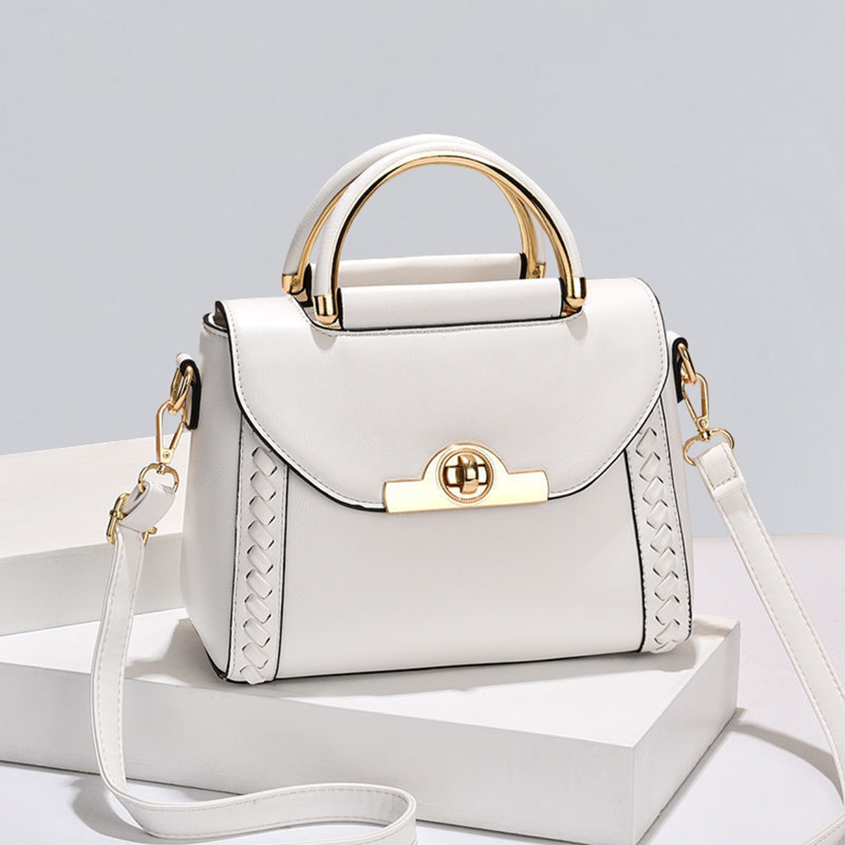 【 Women's hair replacement bag 】 Knitted hand-held small bag 2025 new fashionable buckle small square bag, single shoulder crossbody bag hair replacement