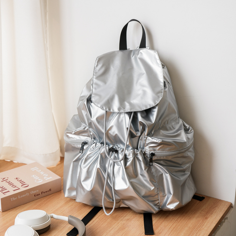Ins style girls' backpack 2025 new Korean version fashionable pleated personalized large capacity high school student flip backpack