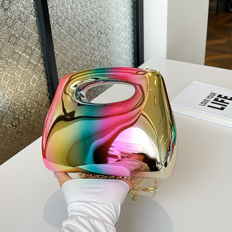 Ladies' shiny acrylic box bag 2025 new European and American candy color versatile wrist chain dinner bag