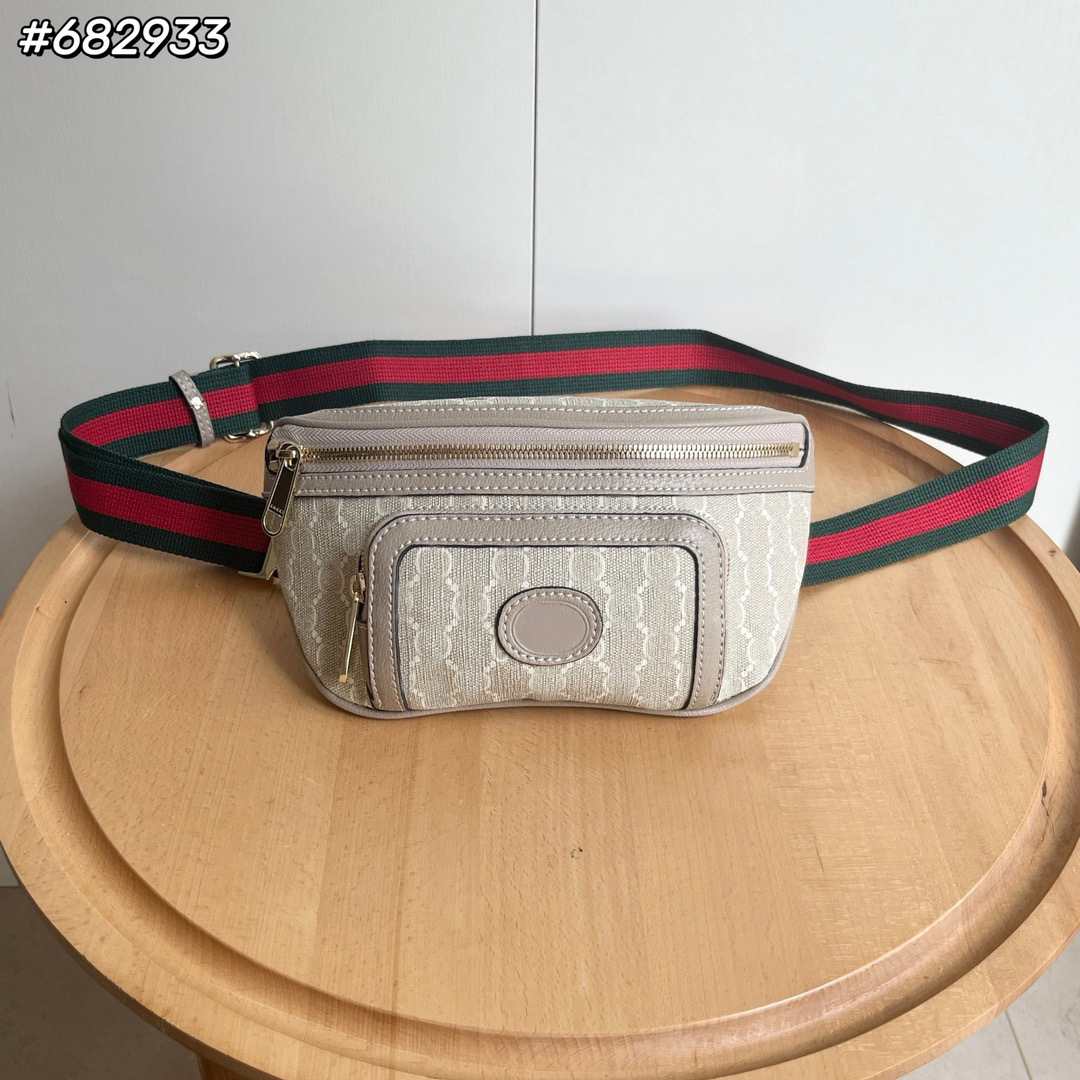 Middle aged 2024 new G home niche printed leather large size unisex crossbody waist bag women's bag fashionable and versatile