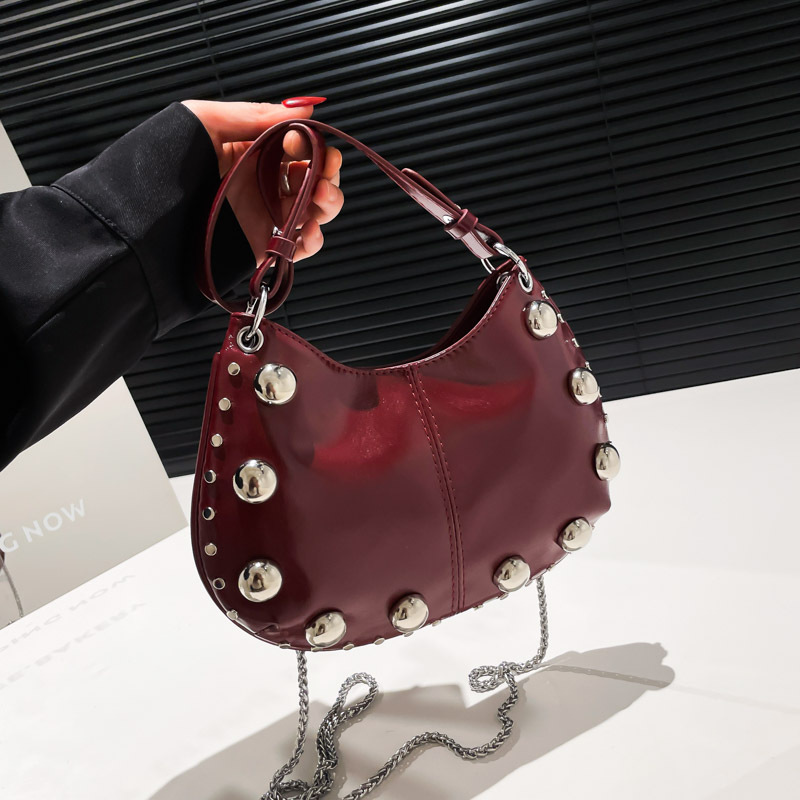 Bags Cross border Women's Bag Autumn 2025 New Korean Edition Fashion Rivet Shoulder Bag Small and Versatile Handheld Underarm Bag