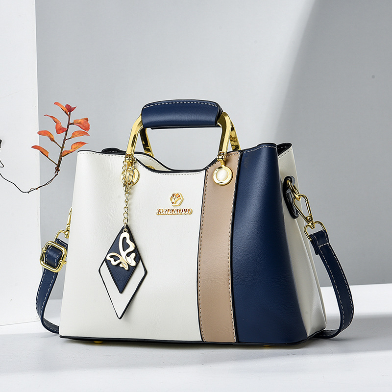 2025 New Color Contrasting Middle aged Women's Bag Versatile Casual Underarm Bag Temperament Mom's Bag Single Shoulder Handheld Crossbody Bag