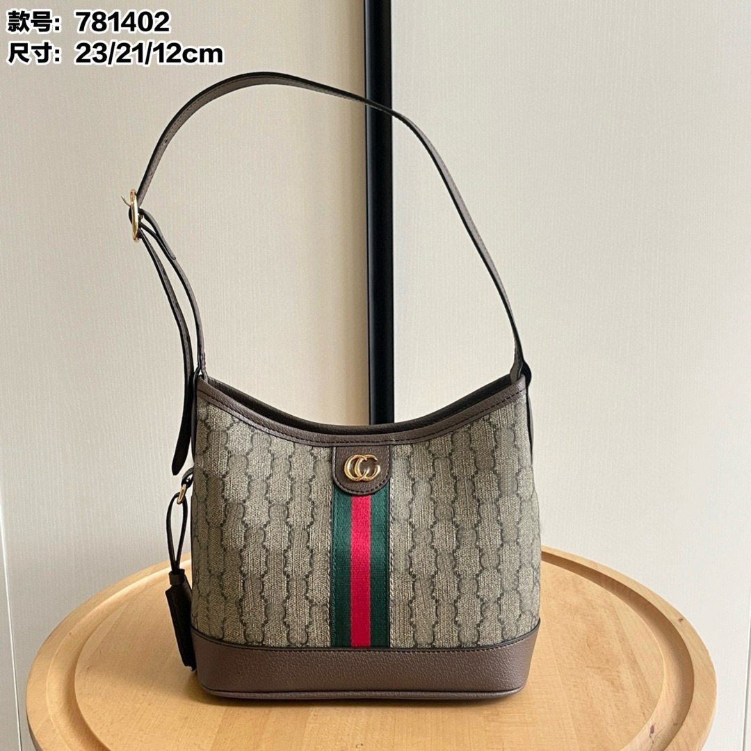 Original leather 2024 spring/summer new Ophidia canvas shoulder backpack bucket bag Hobo one piece dropshipping 781402