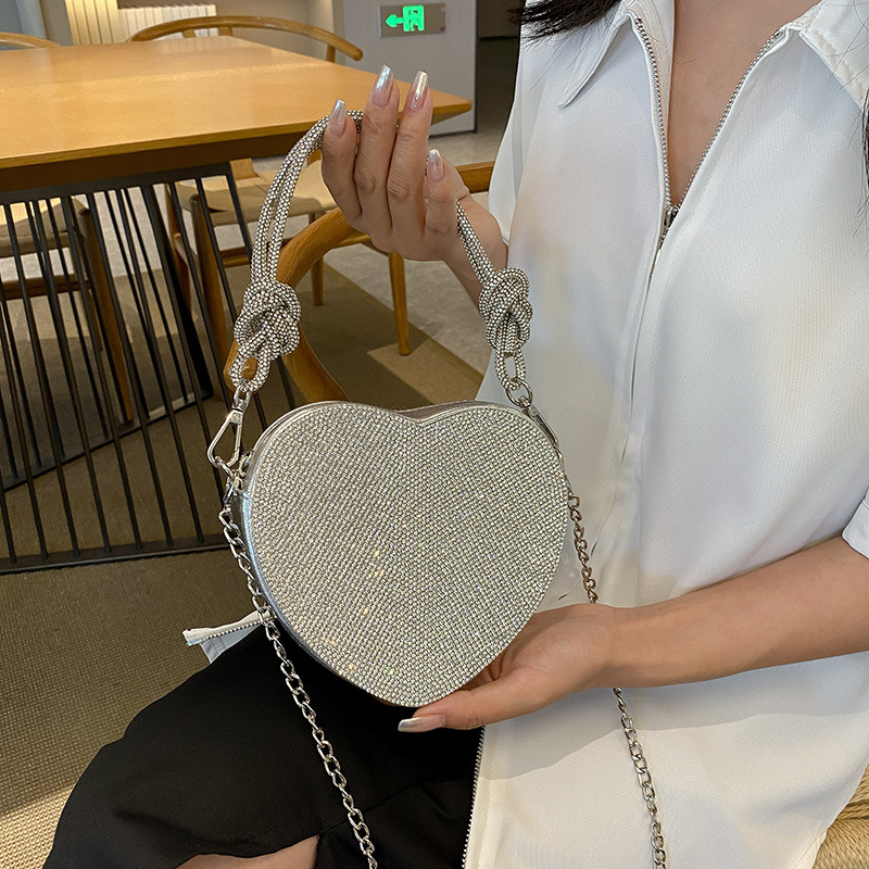 Love dinner bag new 2025 European and American fashion diamond inlaid retro women's western-style hand-held crossbody handbag PU