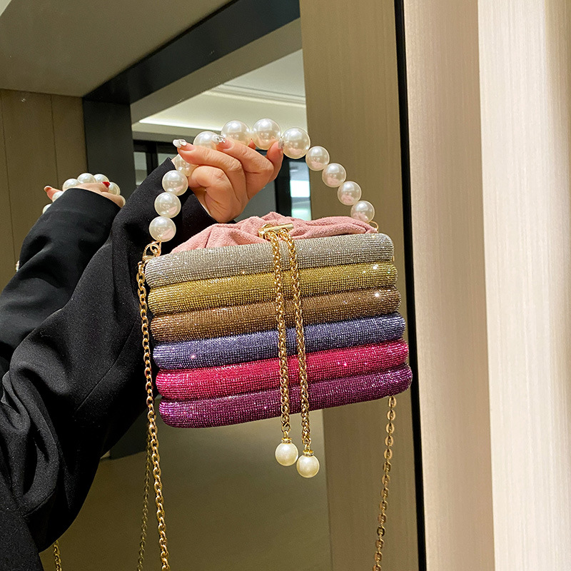 Fairy Bag 2025 New European and American Fashion Single Shoulder Ins Women's Cross Shoulder Small Fragrant Pearl Handheld Banquet Bag