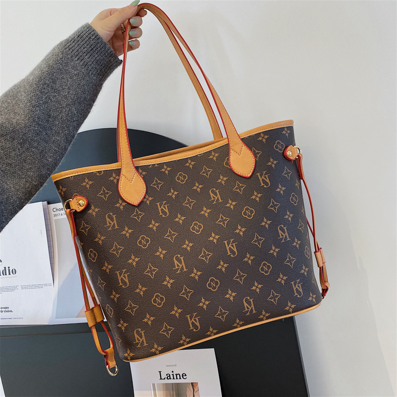 Old Flower Bag for Women 2025 New French Printed Bag Fashion Large Capacity Shoulder Bag Versatile Underarm Tote Bag