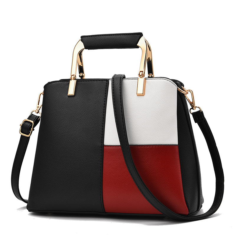 Women's handbag 2025 new fashion color blocked handbag, foreign trade large bag, single shoulder diagonal cross bag, one piece dropshipping