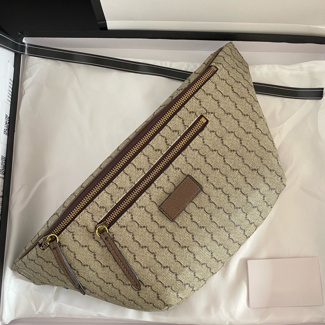 Fashionable and versatile men's single shoulder business bag, chest bag, waist bag, casual checkered diagonal cross small bag, temperament double G women's bag