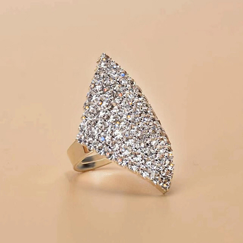 Explosive style diamond flower diamond ring with trendy and simple water diamond ring
