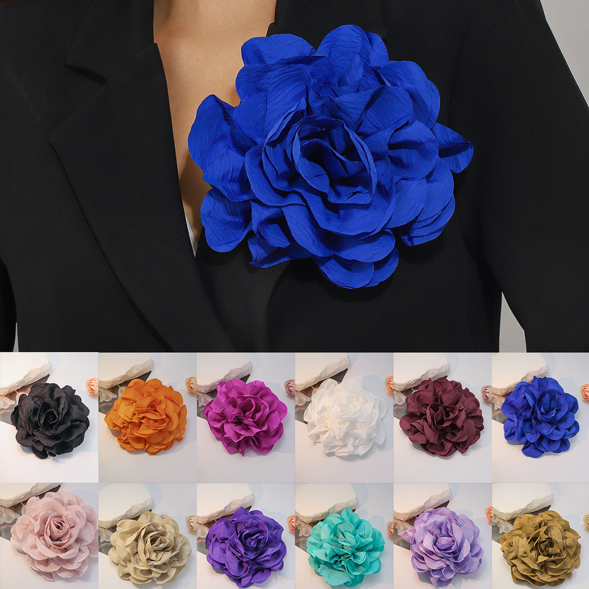Large flower 16cm peony fabric chest flower pin handmade flower versatile clothing accessories