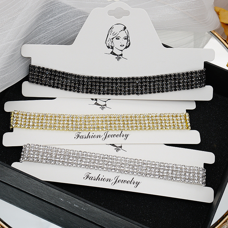 Sexy rhinestone collarbone chain choker neck accessory with full diamond five drain diamond neck chain, internet famous necklace for women