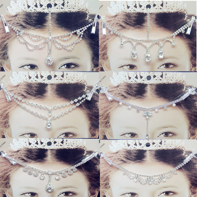 New children's forehead accessories princess chain fashion girl Latin dance headwear forehead chain eyebrow center pendant accessories hair accessories wholesale