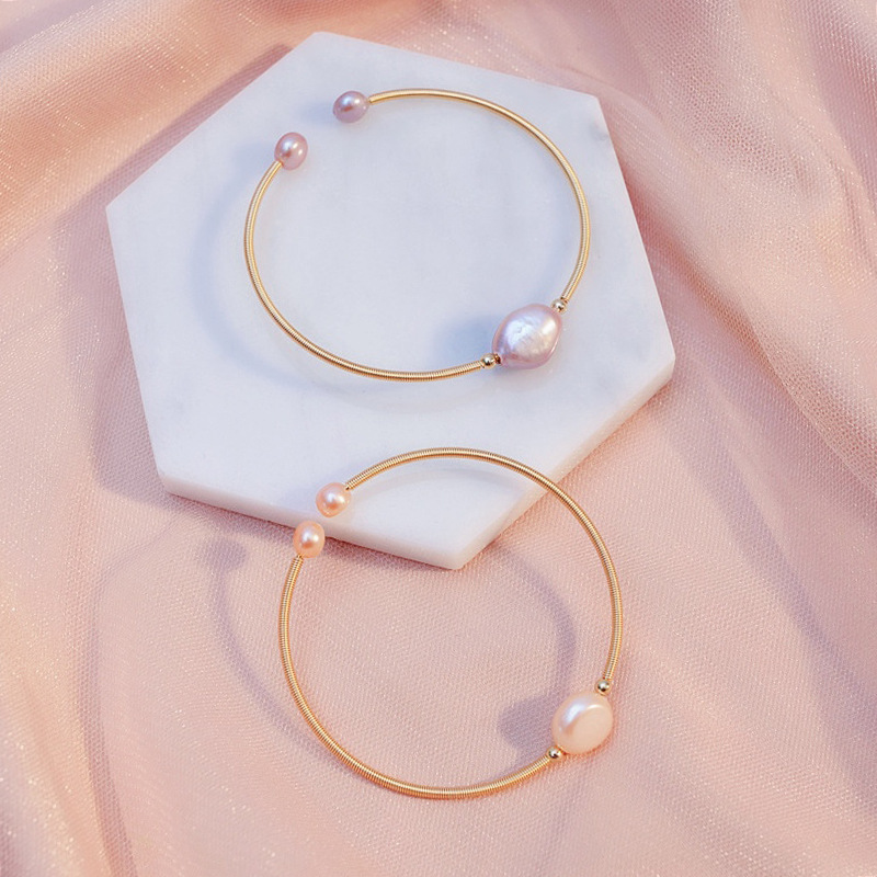 South Korea 14K Gold Plated Freshwater Pearl Bracelet Candy Mixed Color Preserved Pearl Bracelet Sweet and Niche Bracelet