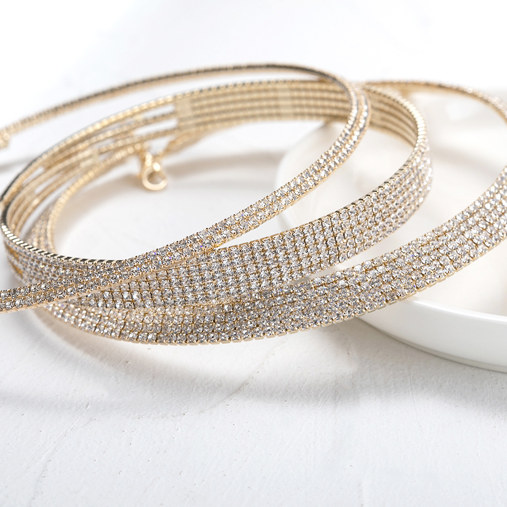 2023 factory direct sales of cross-border choker full rhinestone multi-layer collars from Europe and America, popular luxury necklaces
