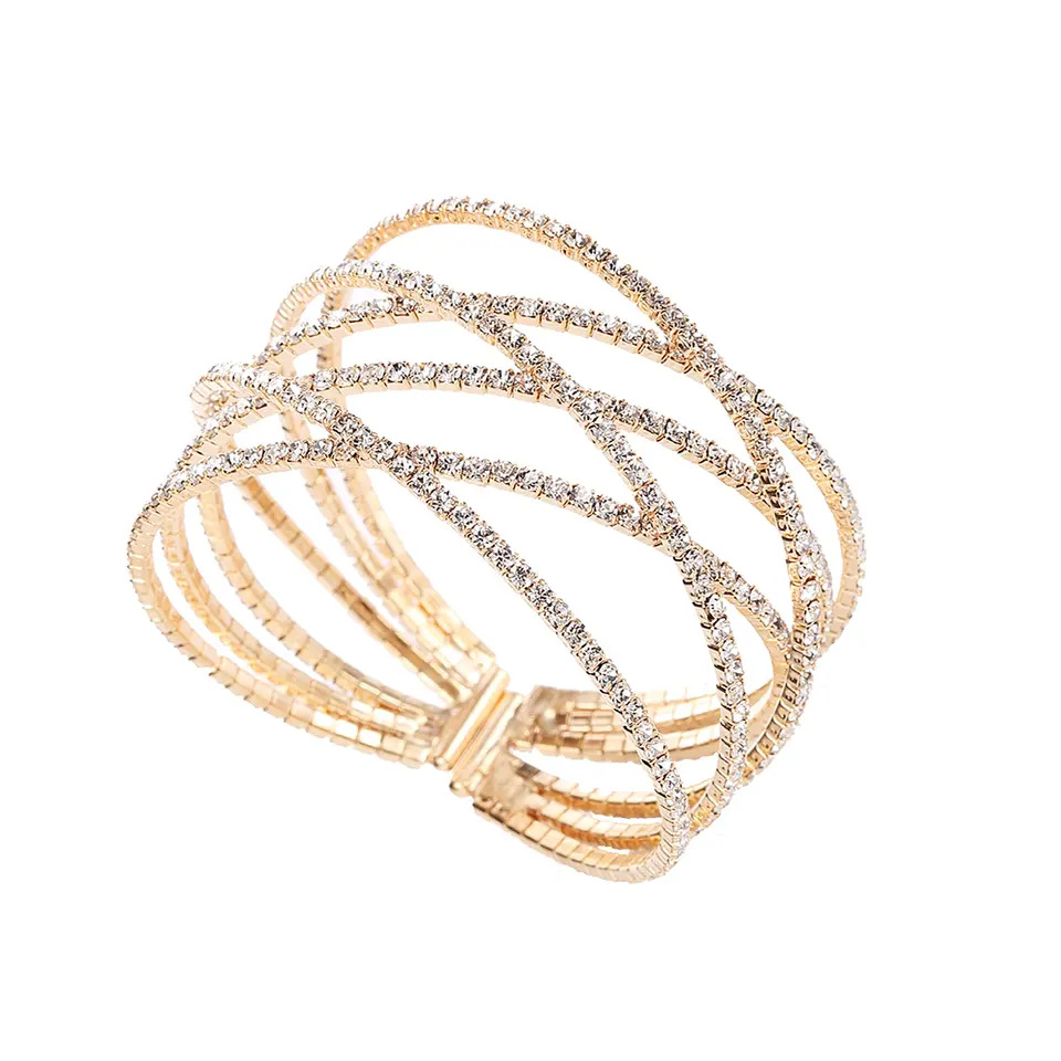 Wholesale cross-border style claw chain six layer cross rhinestone open bracelet Amazon AliExpress popular jewelry
