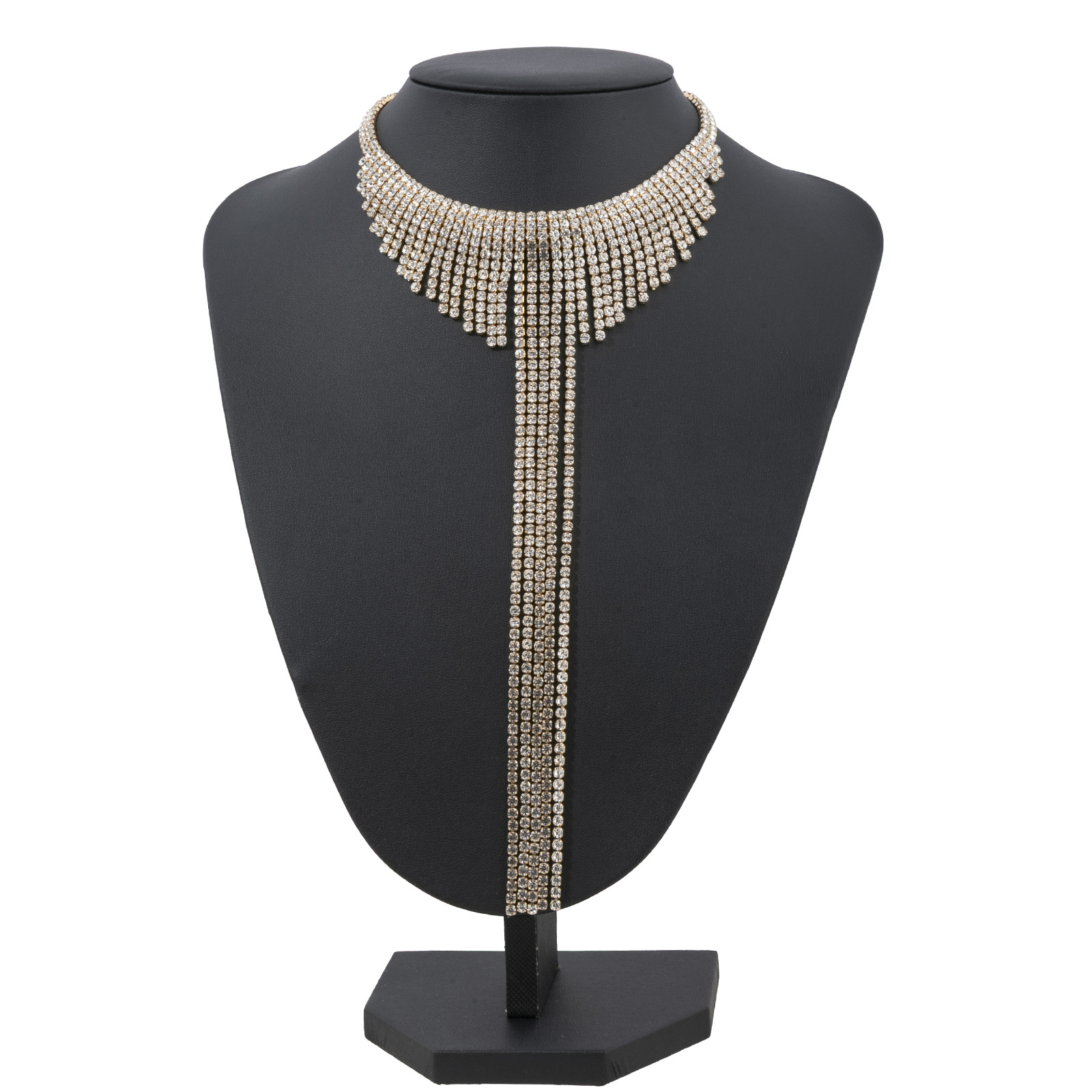 European and American cross-border sexy exaggerated rhinestone tassel long necklace INS style trendy personality full diamond sticker neck necklace