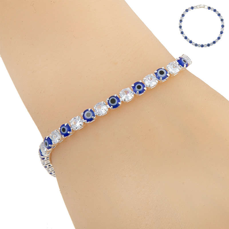 2024 New European and American Fashion Personalized INS Style Design Sense Cat Eye Zircon Color Bracelet Single Layer Water Diamond Jewelry