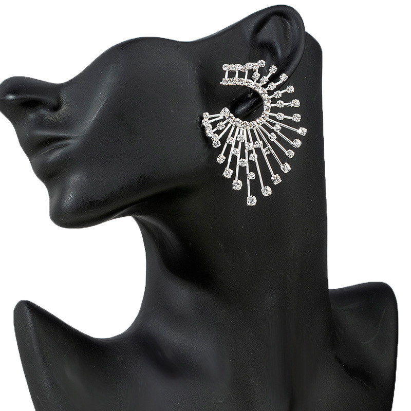 European and American cross-border exaggerated personalized rhinestone earrings with INS style design and branching particle like full diamond earrings Earring
