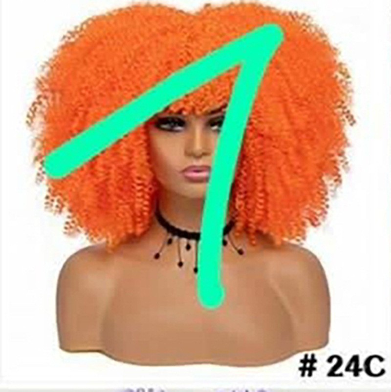 Cross border European and American high-temperature silk synthetic wig full head set, African small curly hair explosive head wig, wig manufacturer Cross border European and American high-temperature silk synthetic wig full head set, African small curly hair explosive head wig, wig manufacturer