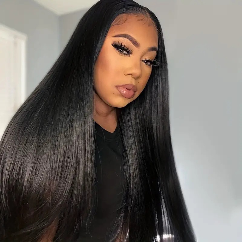 Cross border foreign trade European and American fashion wig hot selling front lace 13 * 4 lace mid split long straight synthetic full head cover Cross border foreign trade European and American fashion wig hot selling front lace 13 * 4 lace mid split long straight synthetic full head cover