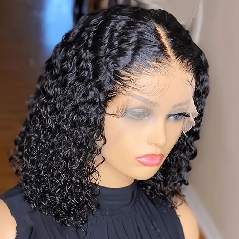 Foreign Trade European and American Wig Cross border Middle Split Black Hand Wrapped Small Curly Hair Short Curly Hair Fashion Front Lace Wig Foreign Trade European and American Wig Cross border Middle Split Black Hand Wrapped Small Curly Hair Short Curly Hair Fashion Front Lace Wig