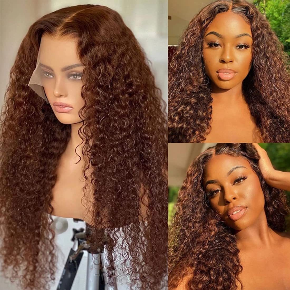 Cross border European and American fashion water ripple small roll wig African hot selling front lace off white headband deep wig Cross border European and American fashion water ripple small roll wig African hot selling front lace off white headband deep wig