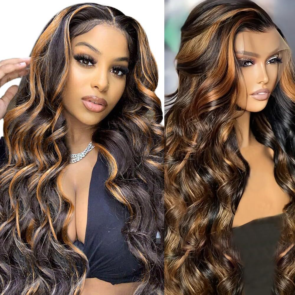 Cross border new wig, European and American women's front lace synthetic headband, brown medium split long curly hair with big waves wig