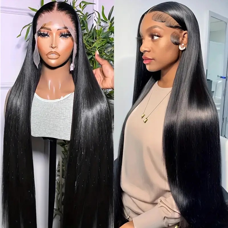 Cross border foreign trade fashion long straight hair wig African hot selling front lace lace lace lace mid split straight hair synthetic headband Cross border foreign trade fashion long straight hair wig African hot selling front lace lace lace lace mid split straight hair synthetic headband