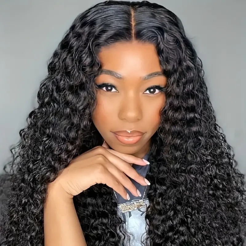 Cross border European and American fashion front lace lace full head cover hot selling small coiled tube explosive head long curly hair wig