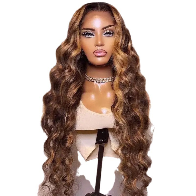 Cross border foreign trade, European and American fashion, lace lace, big wave wig, African hot selling long curly hair, synthetic head cover Cross border foreign trade, European and American fashion, lace lace, big wave wig, African hot selling long curly hair, synthetic head cover