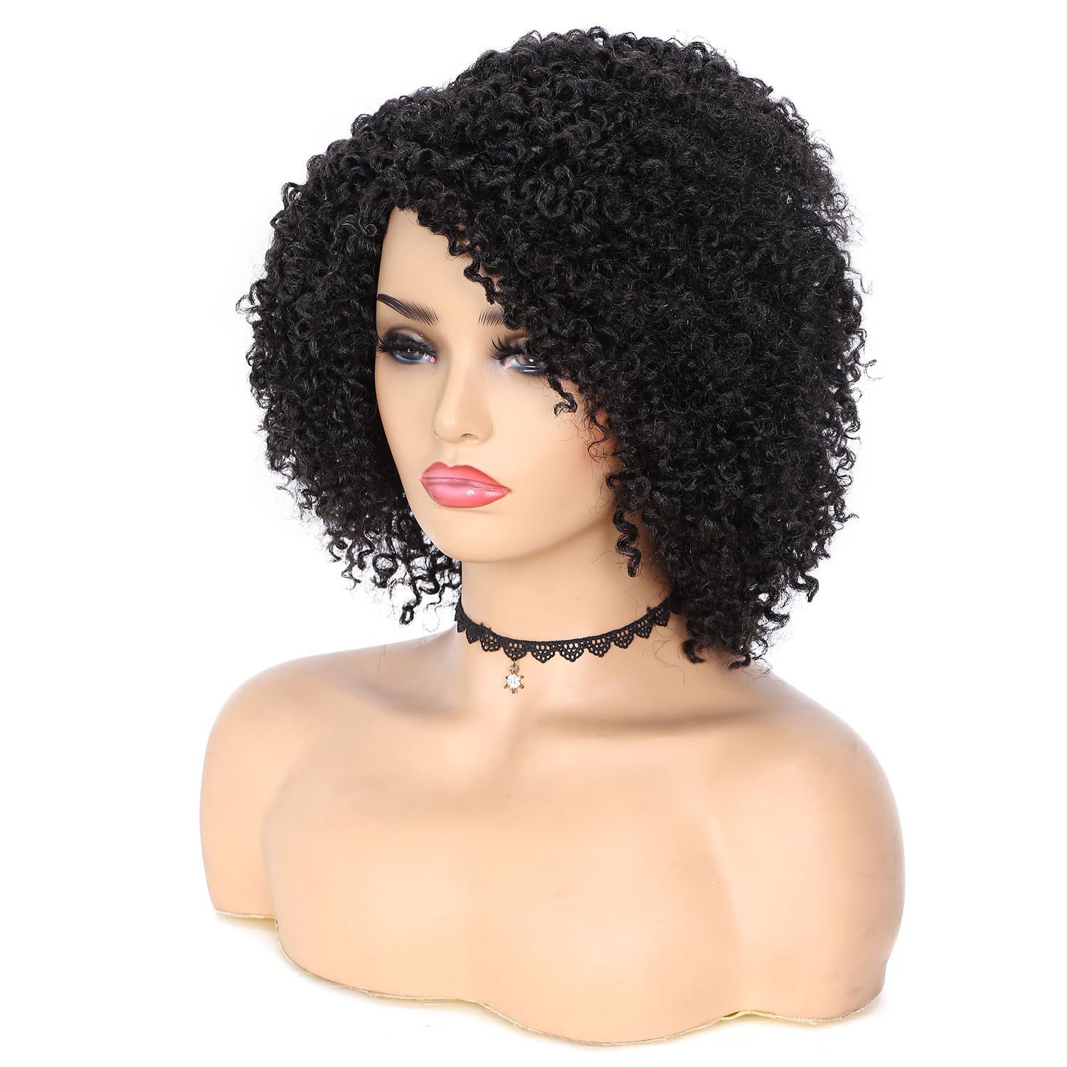 Cross border wig for African women, black with short curly hair and small curly hair, Kinky Curly Wigs manufacturer Cross border wig for African women, black with short curly hair and small curly hair, Kinky Curly Wigs manufacturer