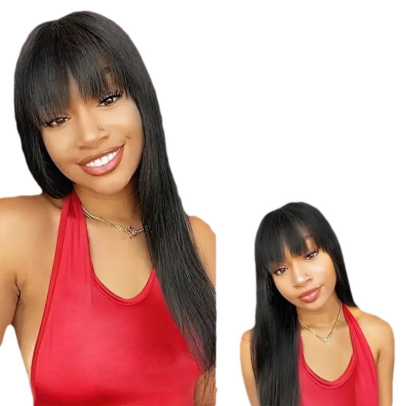 Amazon cross-border foreign trade, European and American fashion, bangs, straight hair, hot selling straight hair in Africa, wigs in stock, straight hair Amazon cross-border foreign trade, European and American fashion, bangs, straight hair, hot selling straight hair in Africa, wigs in stock, straight hair