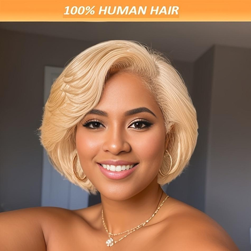 Cross border split bangs, short hair, slightly curled styling, fashionable lace and synthetic full head wig from Europe and America Cross border split bangs, short hair, slightly curled styling, fashionable lace and synthetic full head wig from Europe and America