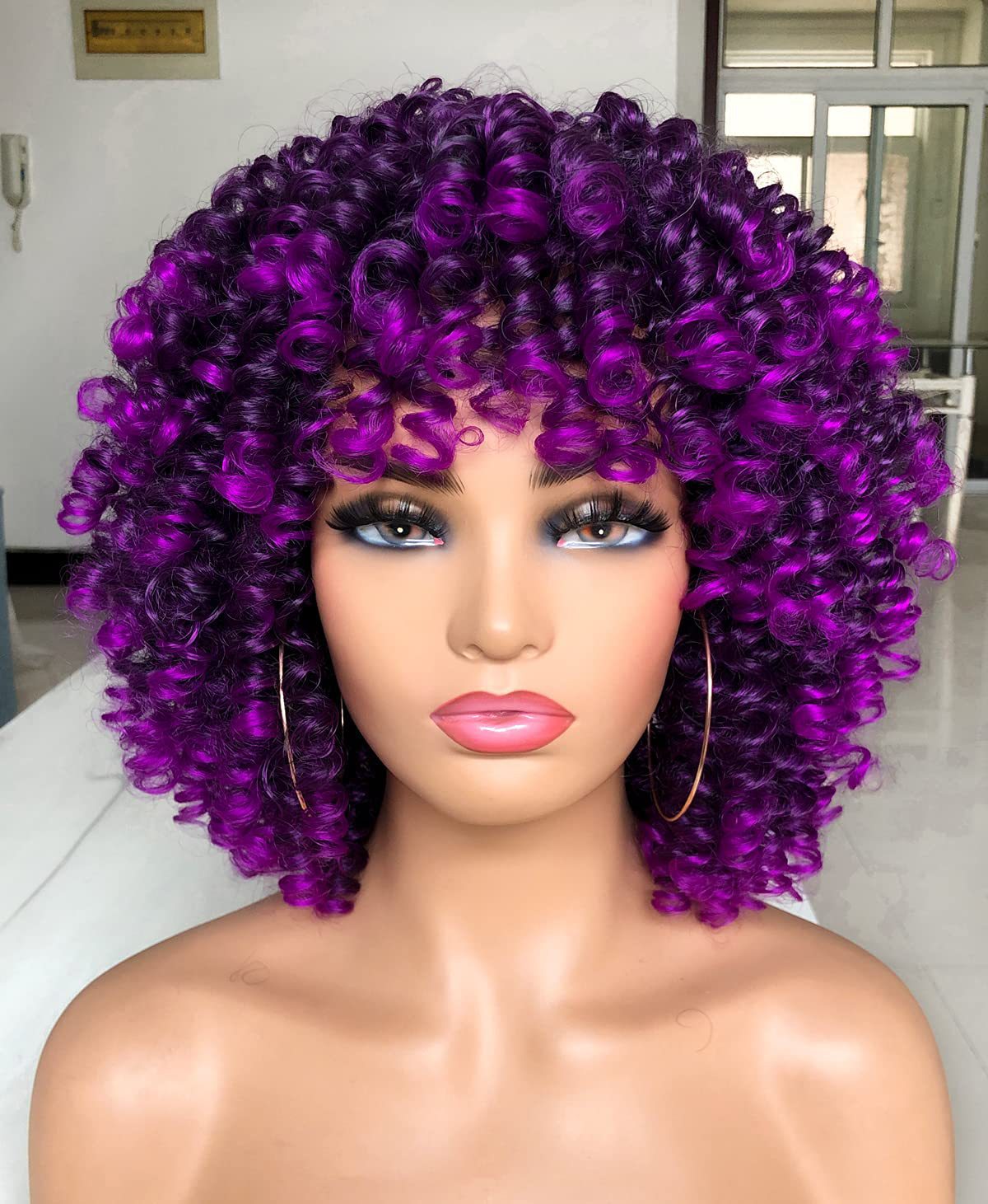 Cross border European and American wigs female wig manufacturers wholesale Africa small curly hair explosive head multi-color synthetic wig full head set Cross border European and American wigs female wig manufacturers wholesale Africa small curly hair explosive head multi-color synthetic wig full head set