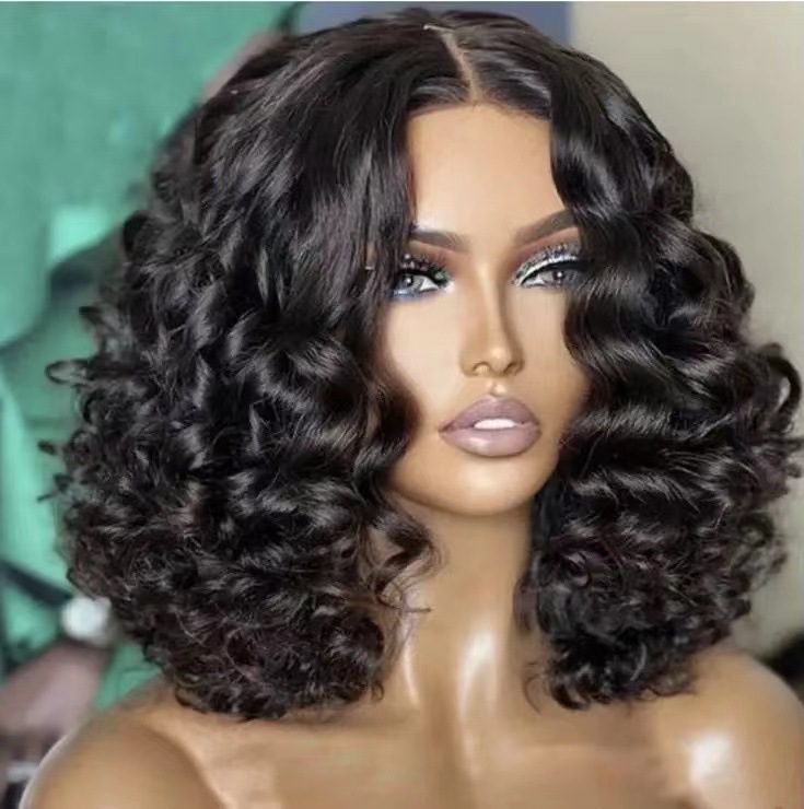 Amazon European and American Women's Wig High Temperature Silk Fiber Full Top Headset Short Curly Hair Small Wave Wig Wholesale Amazon European and American Women's Wig High Temperature Silk Fiber Full Top Headset Short Curly Hair Small Wave Wig Wholesale