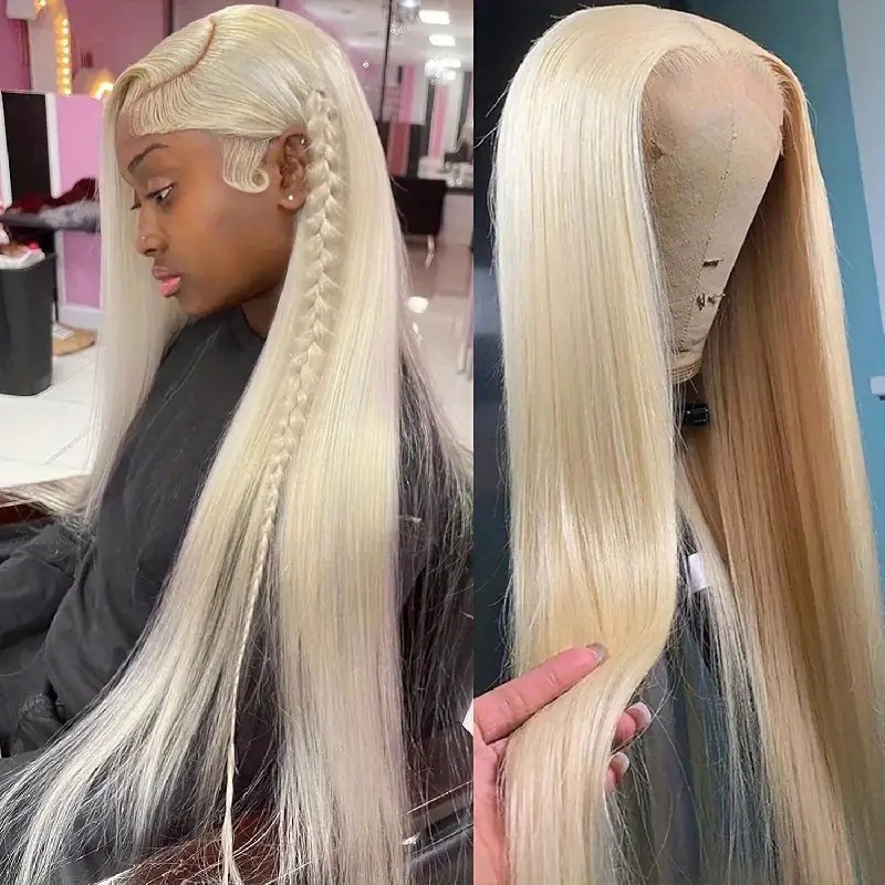 Cross border hot selling new European and American fashion light gold wig fashionable front lace lace full head cover factory stock