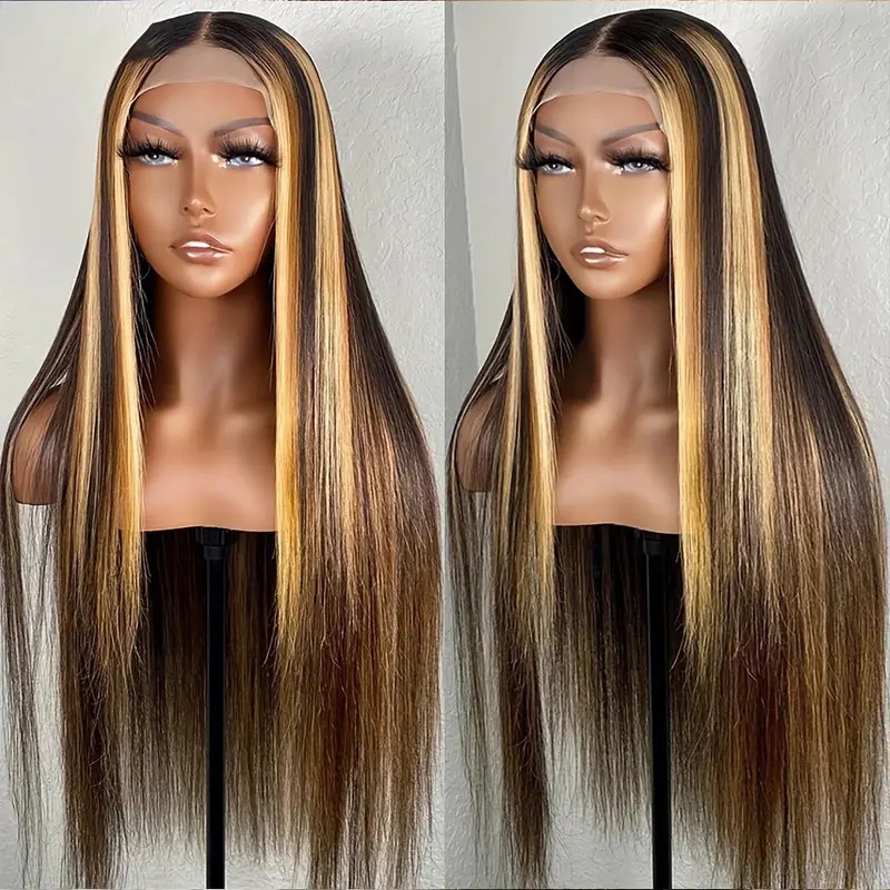 Amazon Cross border Foreign Trade Fashion European and American Fashion Front Lace African Hot Selling Piano Color Straight Hair Wig Headset Amazon Cross border Foreign Trade Fashion European and American Fashion Front Lace African Hot Selling Piano Color Straight Hair Wig Headset