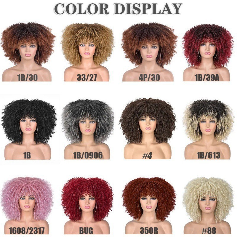 Cross border European and American high-temperature silk synthetic wig full head set, African small curly hair explosive head wig, wig manufacturer Cross border European and American high-temperature silk synthetic wig full head set, African small curly hair explosive head wig, wig manufacturer
