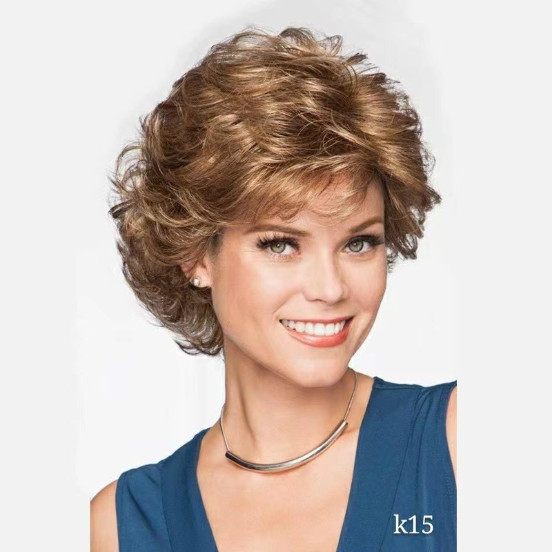 Wig for women, short curly hair, short hair for women, fluffy and natural, African, European and American fashion hairstyle manufacturers, spot wholesale, foreign trade Wig for women, short curly hair, short hair for women, fluffy and natural, African, European and American fashion hairstyle manufacturers, spot wholesale, foreign trade
