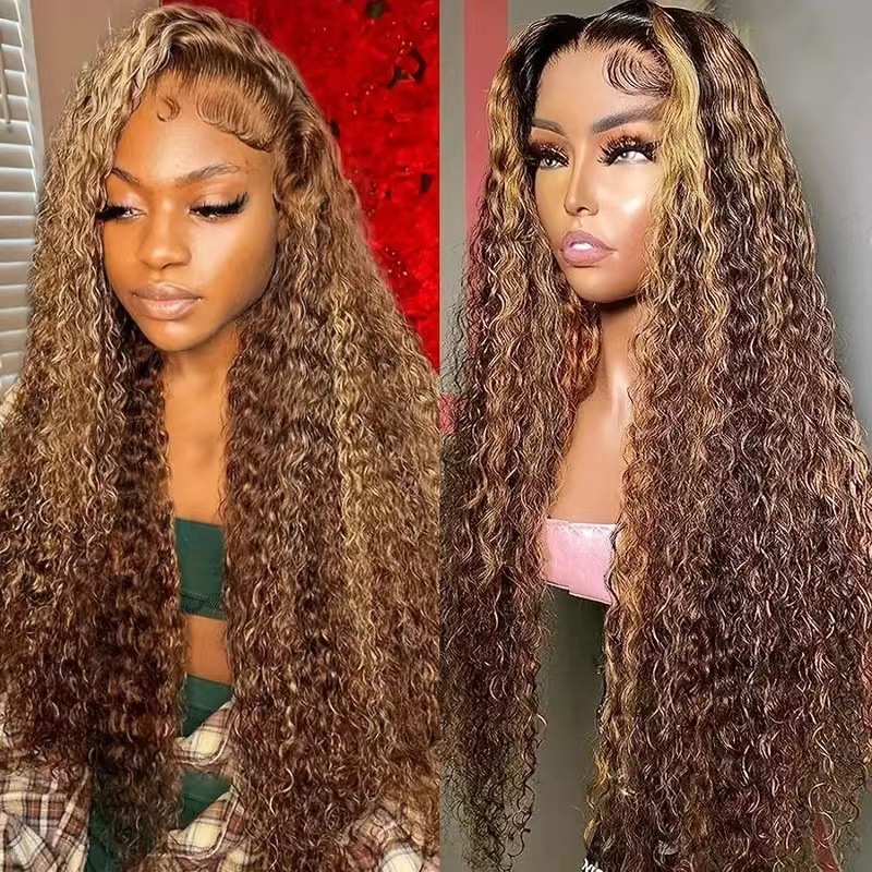 Cross border wig Amazon hot selling African hand hook 13 * 4 front lace synthetic wig black medium split long curly hair Cross border wig Amazon hot selling African hand hook 13 * 4 front lace synthetic wig black medium split long curly hair