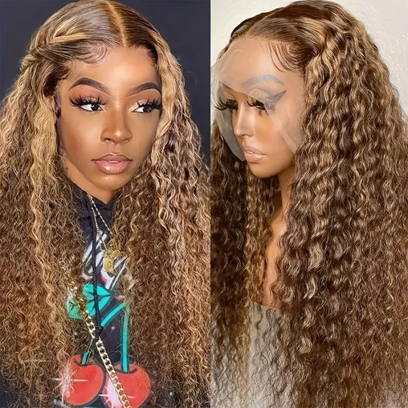 Foreign trade, European and American fashion, lace wig, cross-border hot selling in Africa, piano color, small roll, long roll hair, full head cover