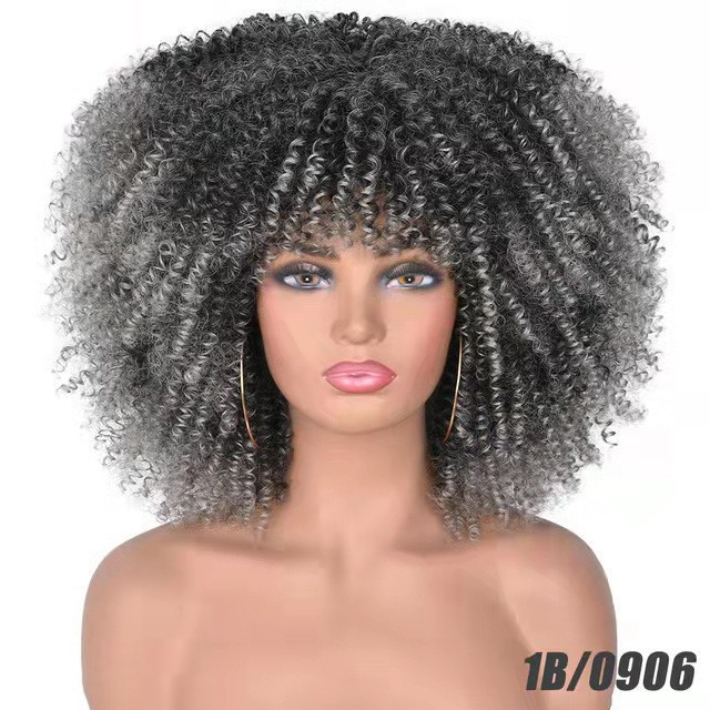 Cross border European and American high-temperature silk synthetic wig full head set, African small curly hair explosive head wig, wig manufacturer Cross border European and American high-temperature silk synthetic wig full head set, African small curly hair explosive head wig, wig manufacturer