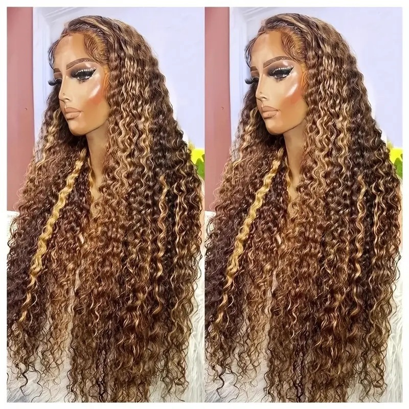 Foreign trade, European and American fashion, lace wig, cross-border hot selling in Africa, piano color, small roll, long roll hair, full head cover Foreign trade, European and American fashion, lace wig, cross-border hot selling in Africa, piano color, small roll, long roll hair, full head cover