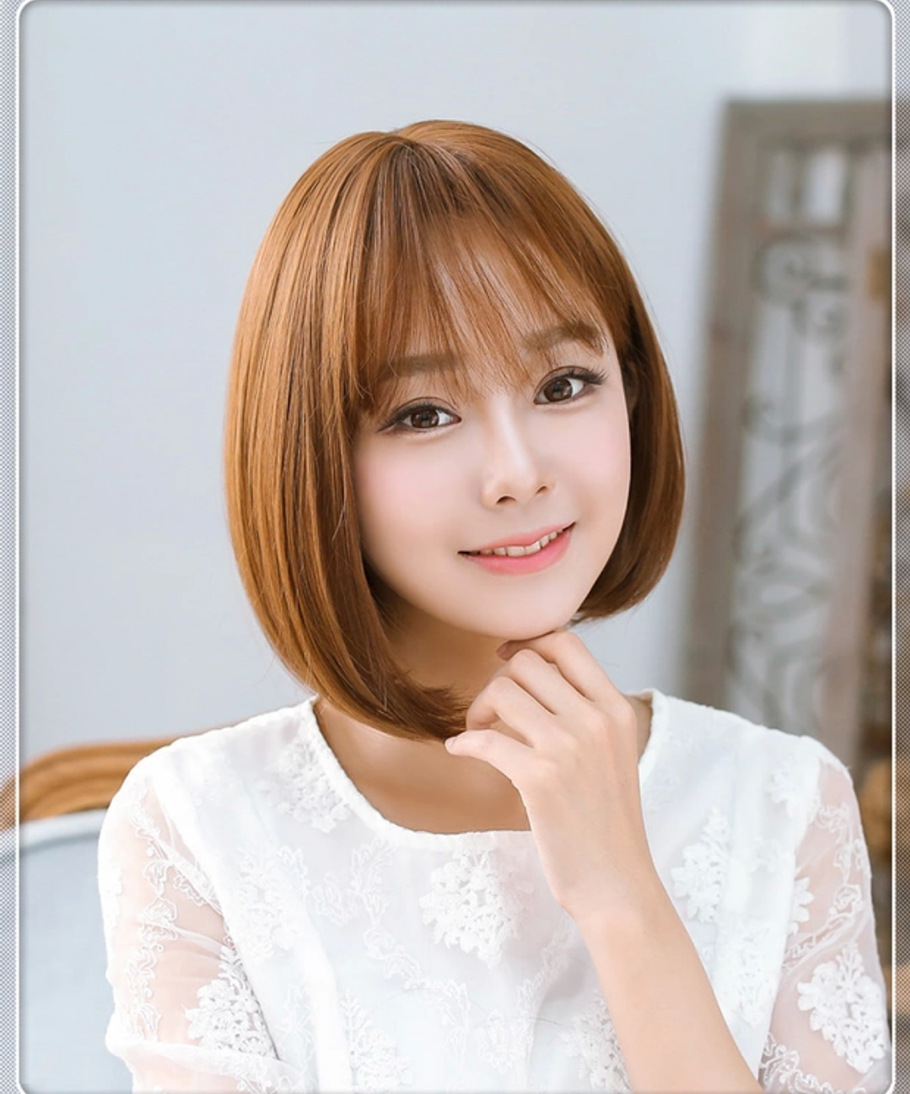 Wig women's short hair bobo head manufacturer wholesale Korean bobo head round face trimming natural girl realistic full head set