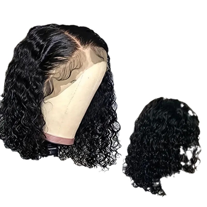 Cross border European and American wig black hand tube wrapped small roll African new small roll front lace synthetic head cover Cross border European and American wig black hand tube wrapped small roll African new small roll front lace synthetic head cover