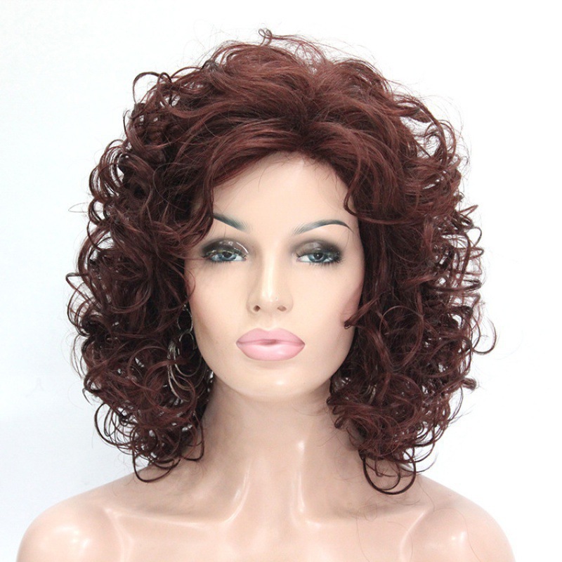 European and American wig cross-border wool roll medium long short hair diagonal bangs fluffy natural small curly hair synthetic headband wig European and American wig cross-border wool roll medium long short hair diagonal bangs fluffy natural small curly hair synthetic headband wig